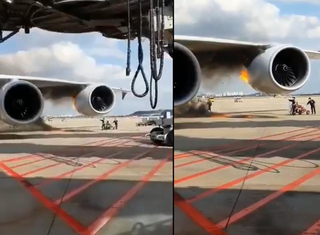 Turbina de avión estalla justo antes de abordar