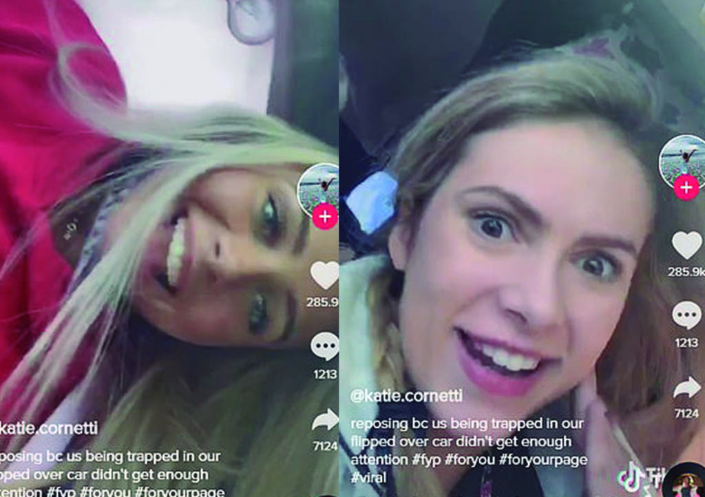 Viral: Chicas son criticadas por grabar tik tok luego de volcarse