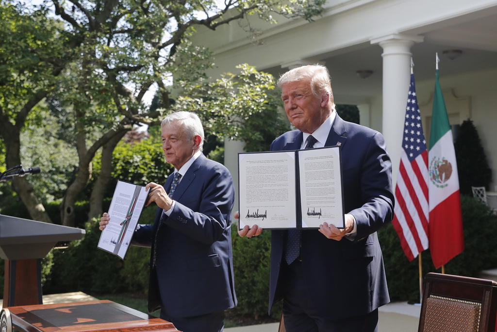 AMLO y Donald Trump firman Declaración Conjunta por inicio del T-MEC