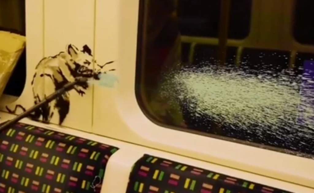 Banksy dibuja en el metro de Londres para impulsar uso de cubrebocas
