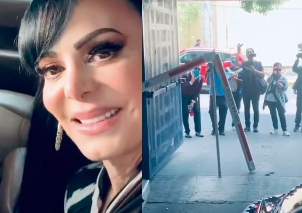 Maribel Guardia choca contra pluma de estacionamiento de Televisa