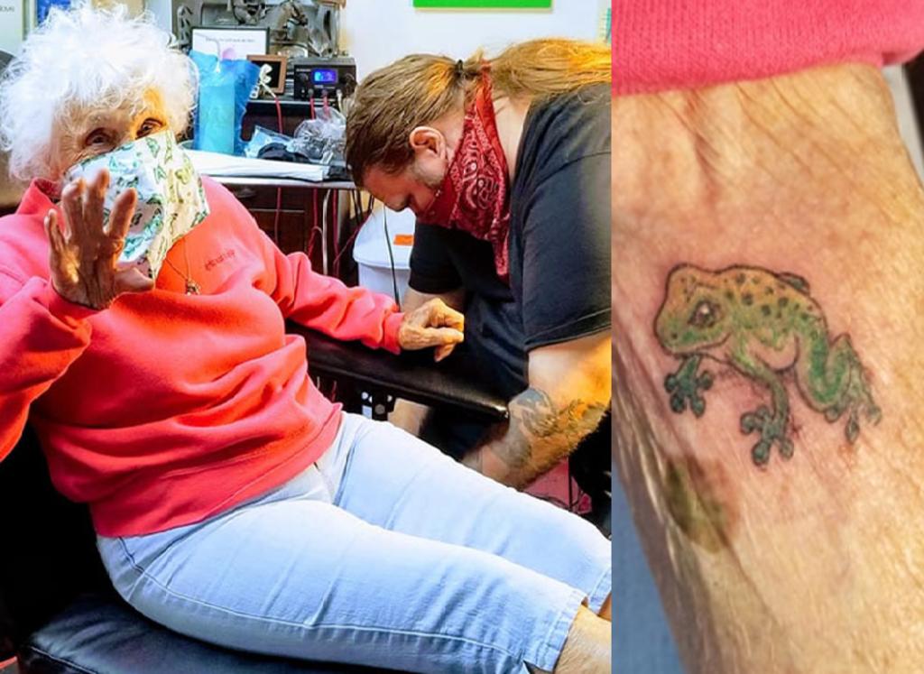Anciana de 103 años se hace su primer tatuaje