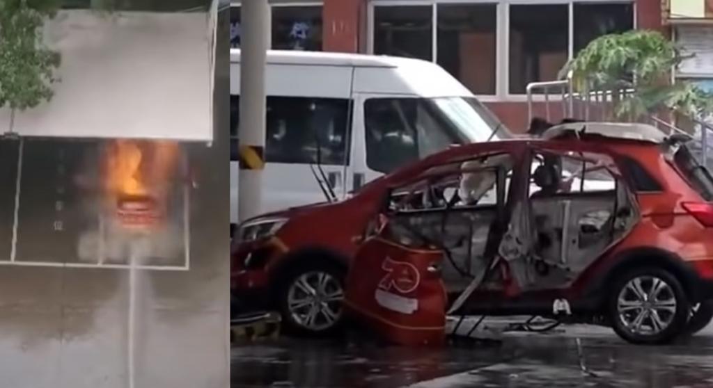 VIDEO: Automóvil eléctrico explota mientras cargaba en China