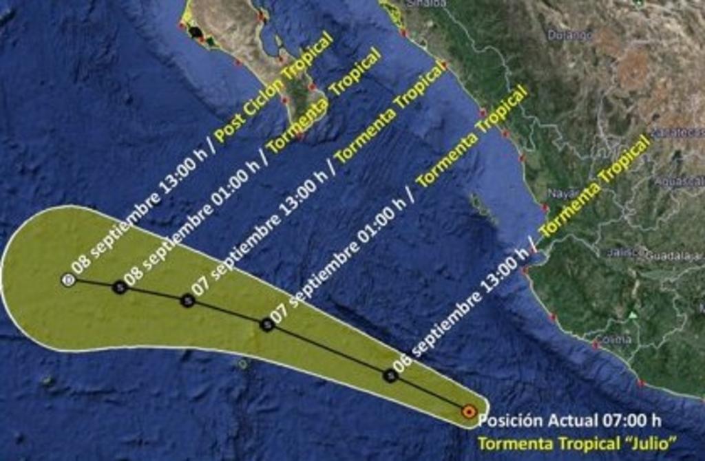 Tormenta tropical 'Julio' se aleja de Baja California