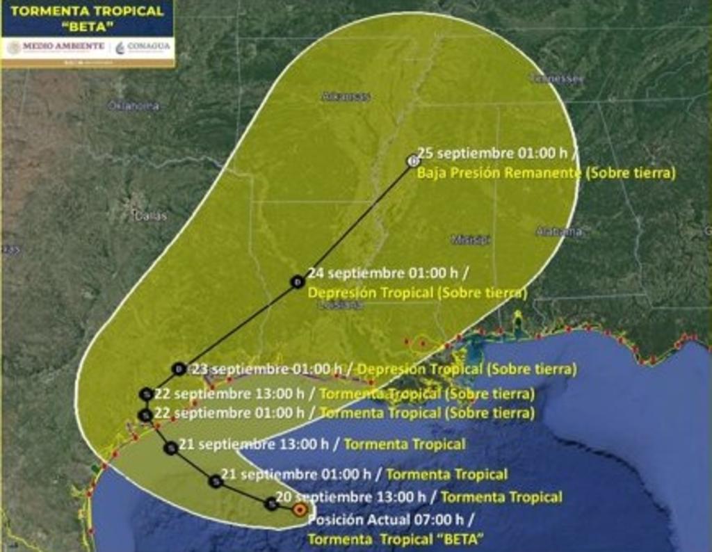 Avanza tormenta 'Beta' a costas de Texas y Luisiana