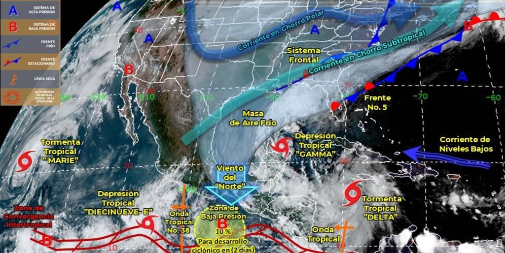 Se degrada 'Gamma' a depresión tropical; podría ingresar de nuevo a Yucatán
