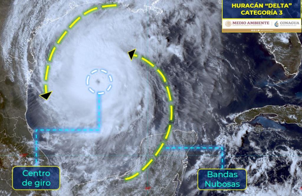 Se intensifica huracán 'Delta' a categoría 3; avanza sobre Golfo de México