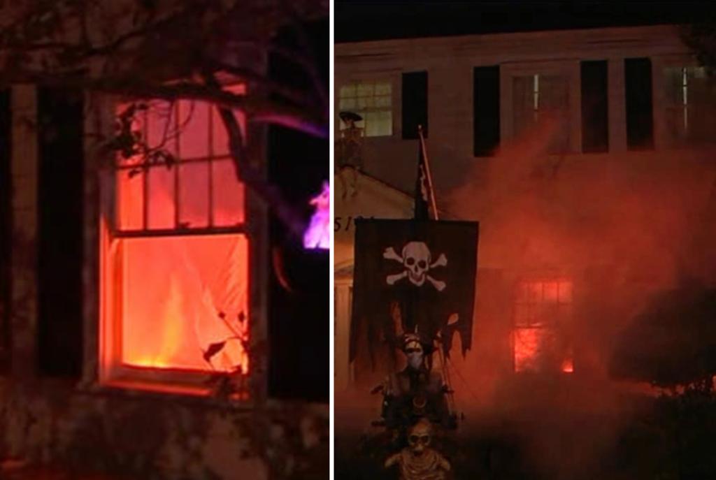 Luminosa decoración de Halloween ocasiona que vecinos llamen a los bomberos