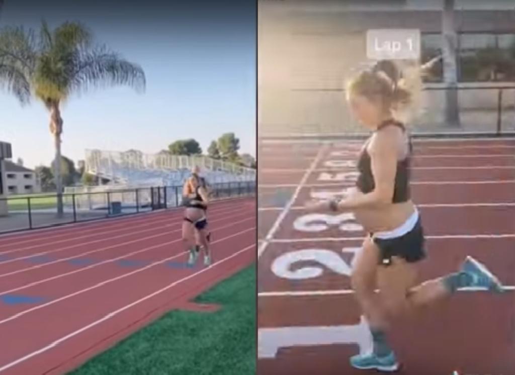 Mujer embarazada corre kilómetro y medio en tiempo récord