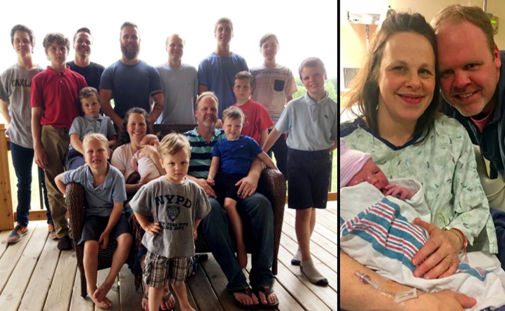 Pareja con 14 hijos varones por fin tiene una niña