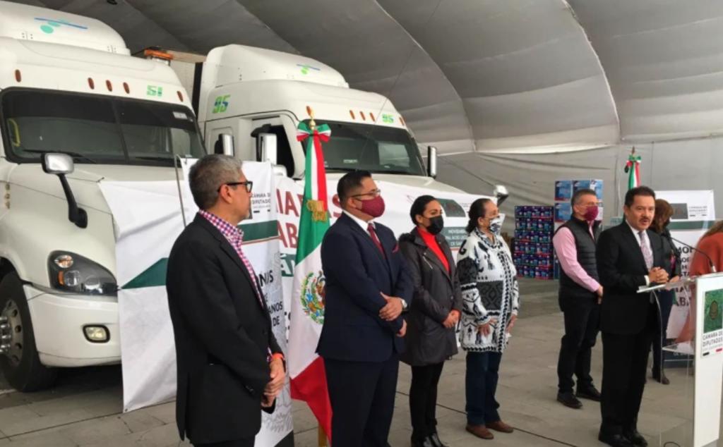 Diputados envían 28 toneladas de apoyo para Tabasco y Chiapas