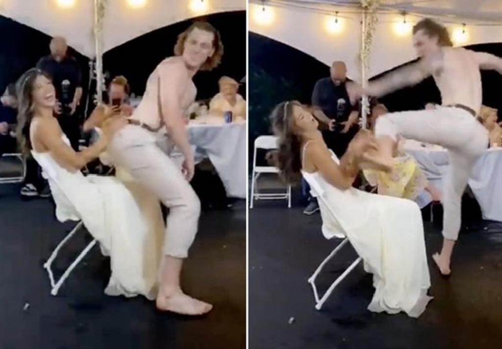 Novio arruina su boda al golpear accidentalmente a su esposa durante baile
