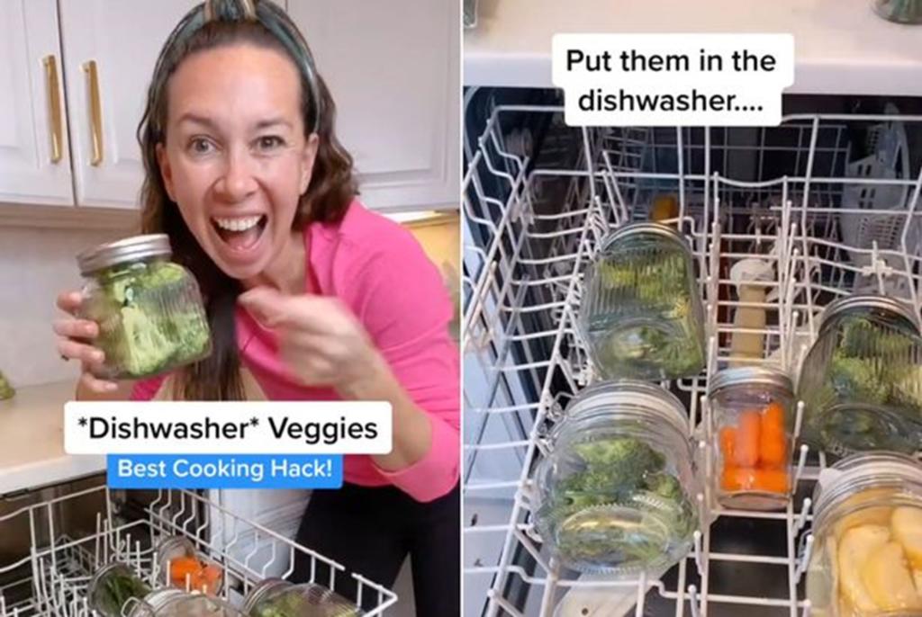 Mujer enseña a cocinar vegetales en un lavaplatos y genera desconcierto