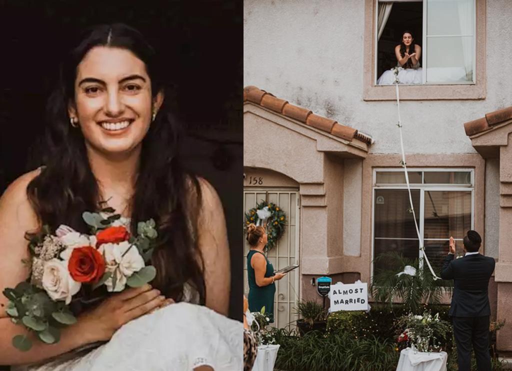 Contrae COVID-19 a días de su boda pero se las ingenia para celebrar la ceremonia
