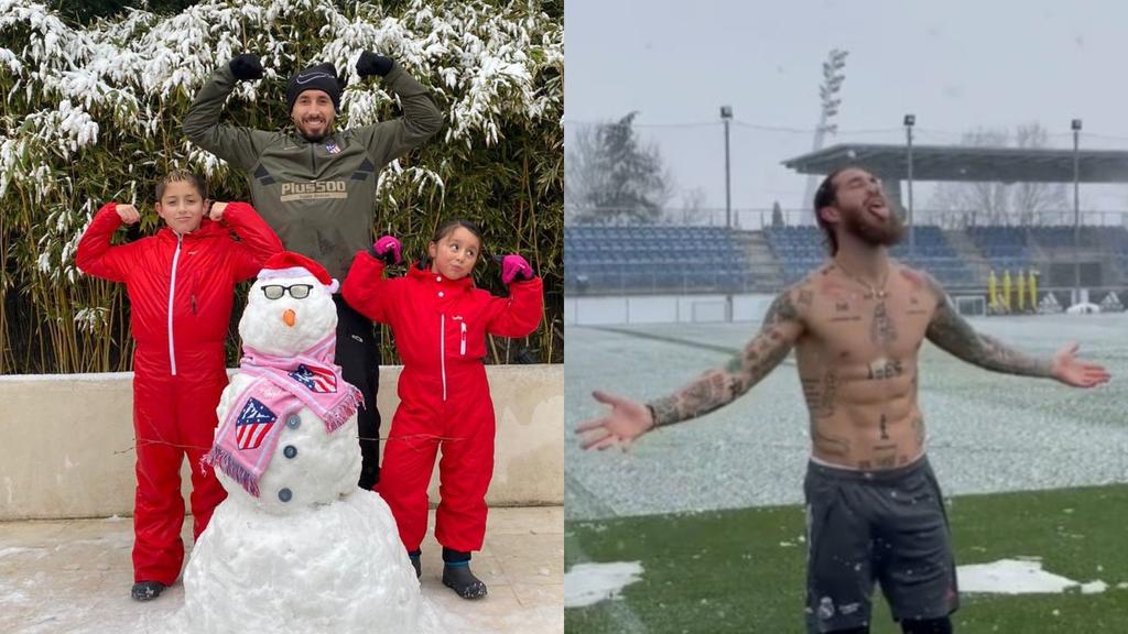 Héctor Herrera y Sergio Ramos disfrutan de la nevada en Madrid