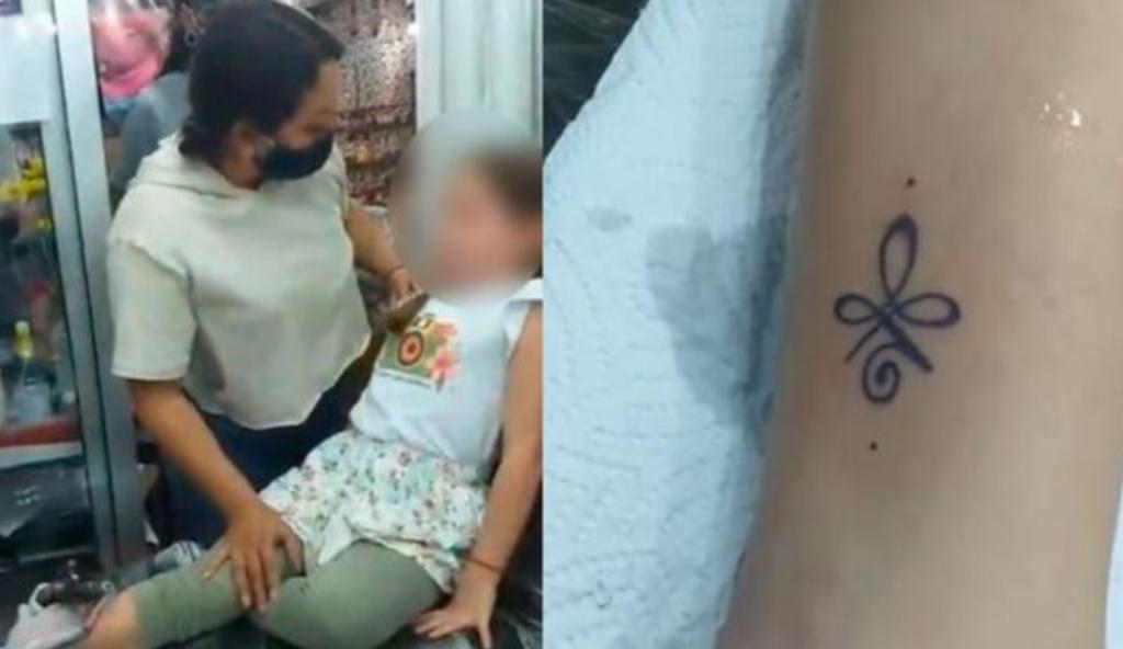 Madre obliga a su hija de siete años a tatuarse y recibe una multa