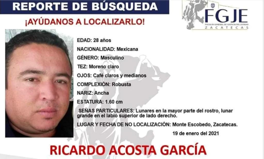 Desaparece jefe de Policía de  Monte Escobedo, Zacatecas