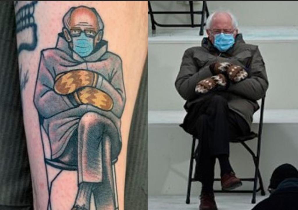 Se tatúa viral imagen de Bernie Sanders en el brazo