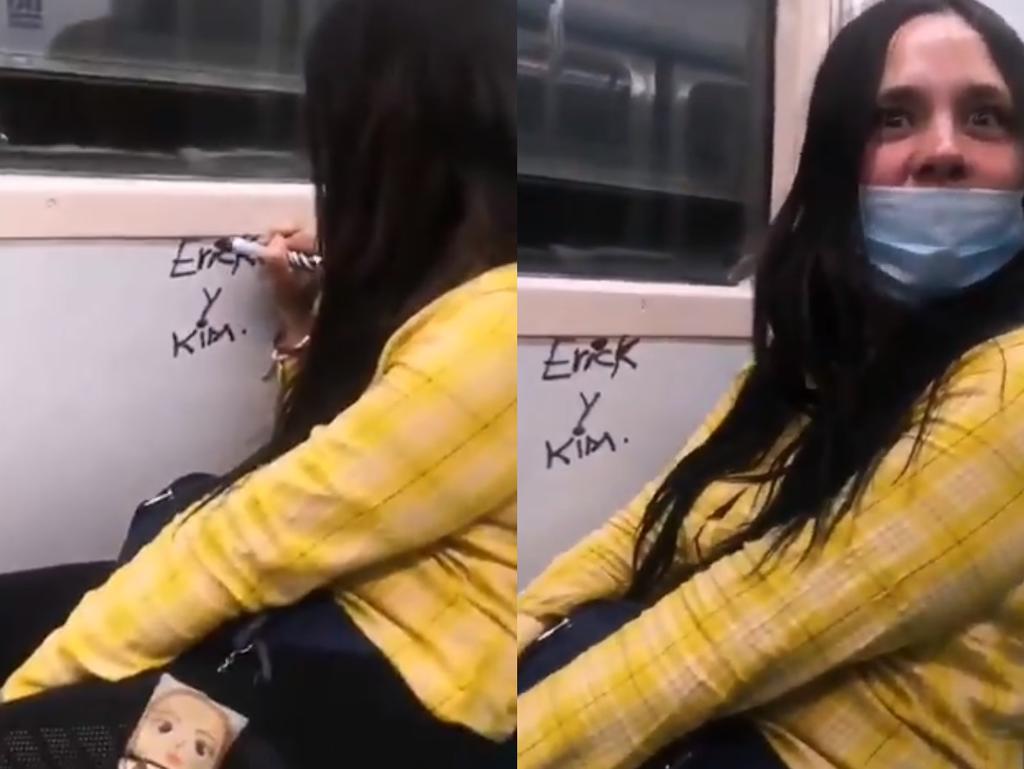 Bautizan a mujer como #LadyRayaVagones; estaba vandalizando el metro de la CDMX