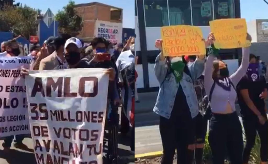 Simpatizantes de AMLO se enfrentan a Frenaaa a afueras de hospital Querétaro