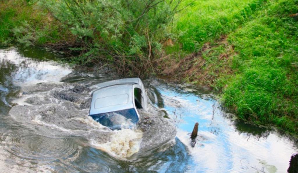 Dos policías rescatan a anciana de 73 años de su camioneta tras haber caído a un estanque