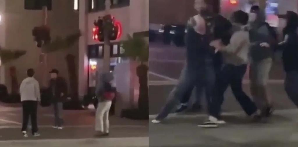 Adolescentes golpean y noquean a un adulto en plena calle