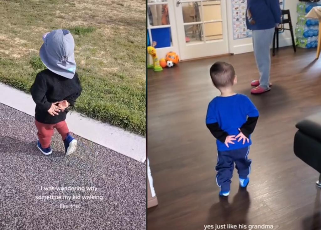 Niño imita a su abuela caminando y se hace viral