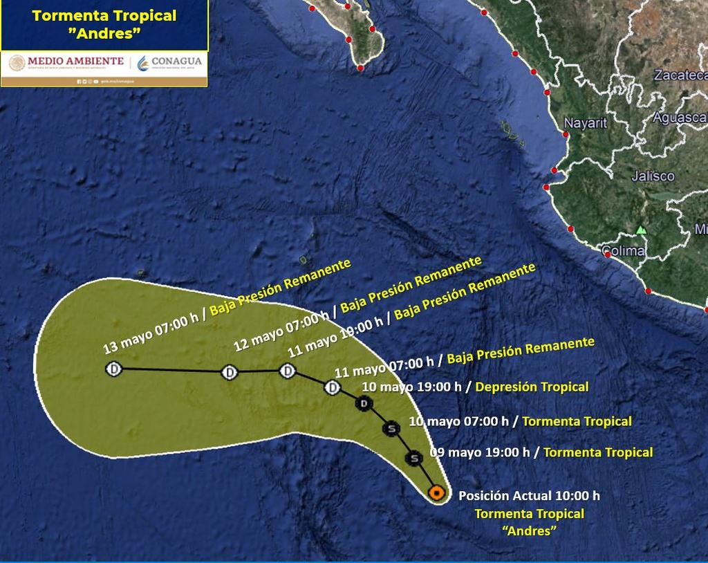 Se forma tormenta tropical 'Andrés' en costas de Michoacán