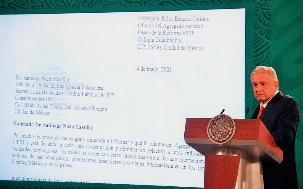 Divulga AMLO oficio de EUA sobre investigación a García Cabeza de Vaca