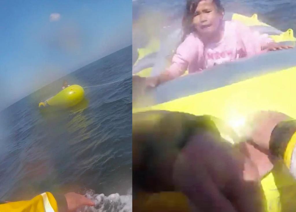 Rescatan a niña tras ser vista en el mar a la deriva