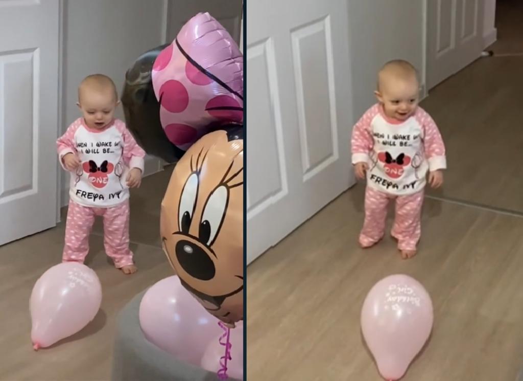 Tierna reacción de bebé a su primer cumpleaños se hace viral