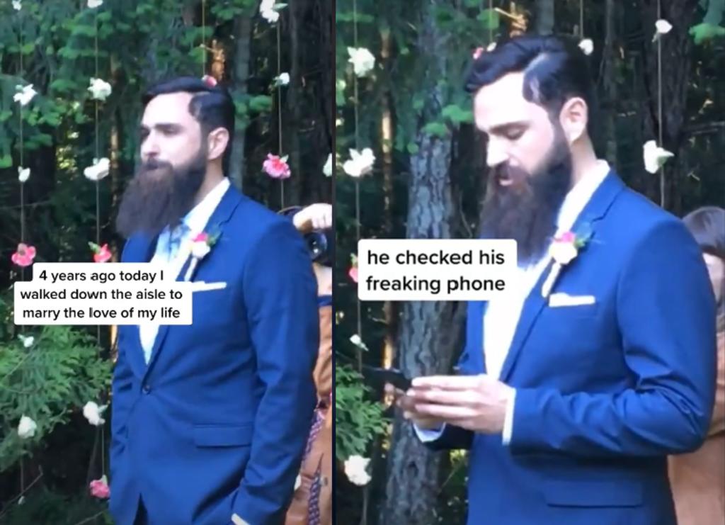Novio es criticado por mirar su celular mientras su prometida camina hacia el altar