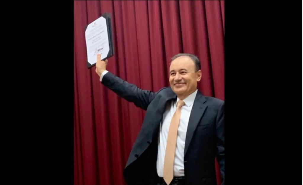INE entrega constancia a Alfonso Durazo como gobernador electo de Sonora