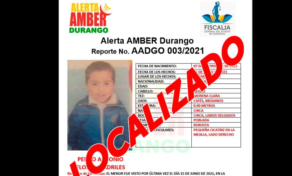 Desactivan Alerta Amber en Durango; fue localizado menor con vida