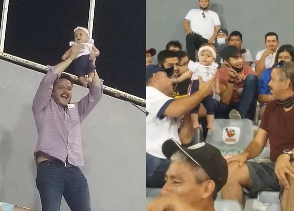 Se pasan de 'mano en mano' a bebé durante juego de béisbol en Coahuila