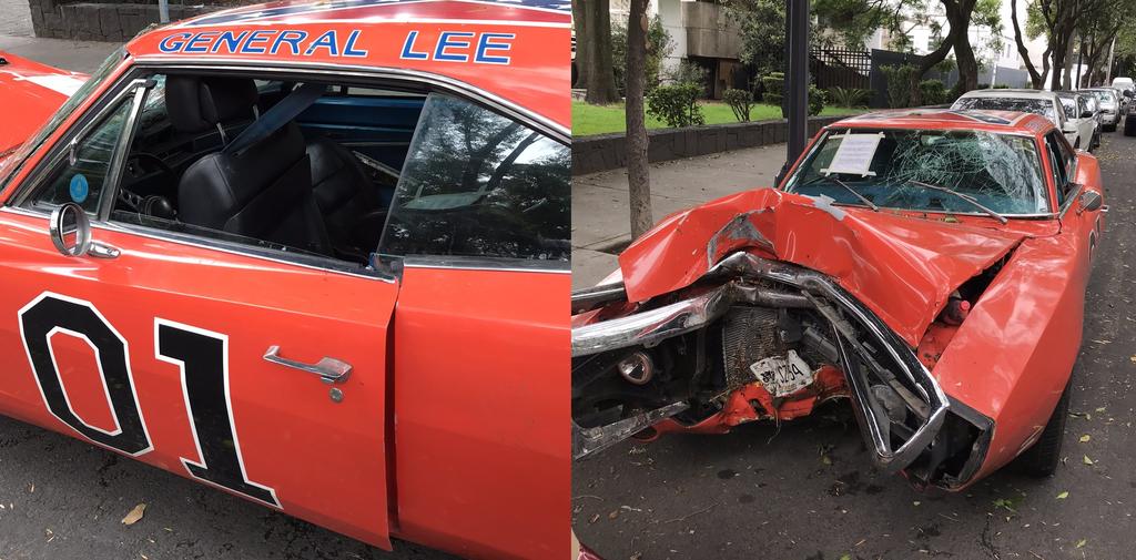 Réplica del 'General Lee' queda destrozada tras accidente en la CDMX