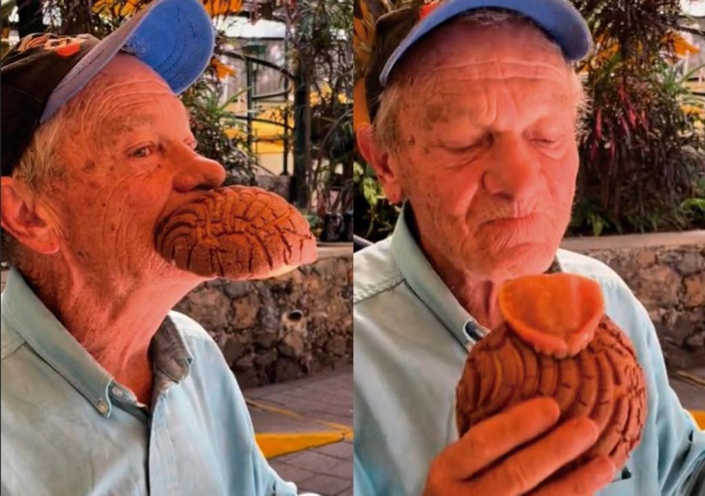 Abuelito hace chiste con su pan y 'olvida' su dentadura en él