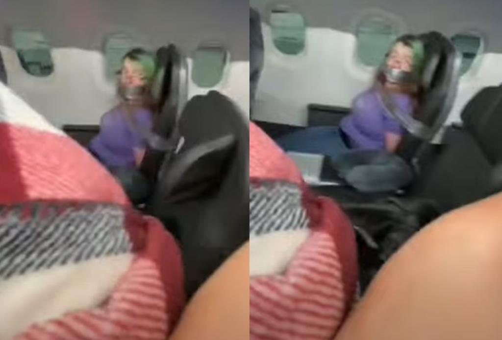 VIRAL: Amarran a mujer en un avión por agredir a una azafata