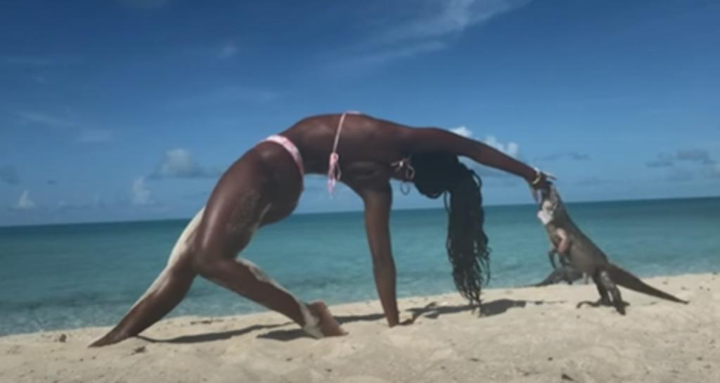 Mujer se graba siendo mordida por una iguana mientras hacía yoga y se vuelve viral