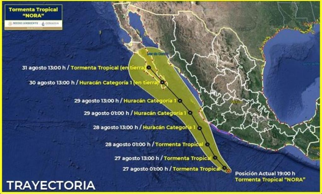 México llama a vigilar desarrollo de tormentas tropicales 'Nora' e 'Ida'