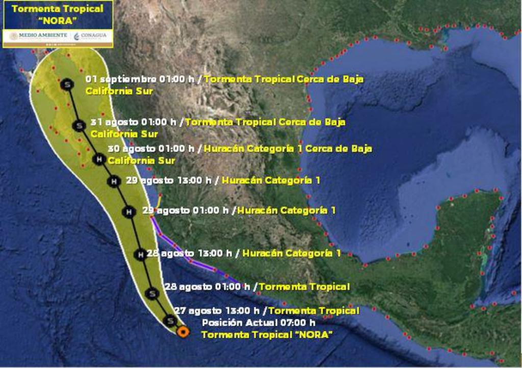 La tormenta tropical 'Nora' podría rozar la costa mexicana del Pacífico como huracán durante el fin de semana