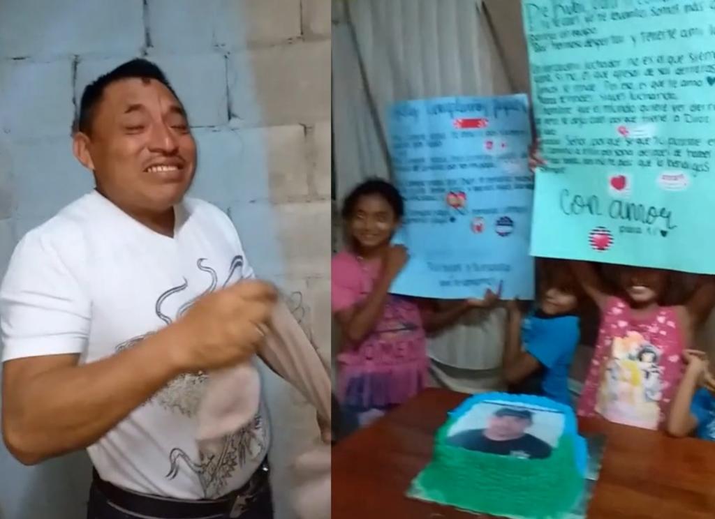 Reacción de un padre al recibir su primer pastel de cumpleaños se vuelve viral