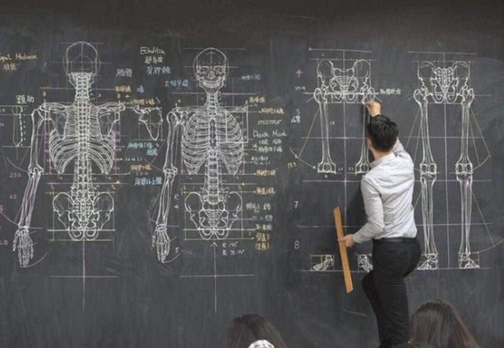 Profesor se vuelve viral por sus detallados dibujos de anatomía en el aula de clase
