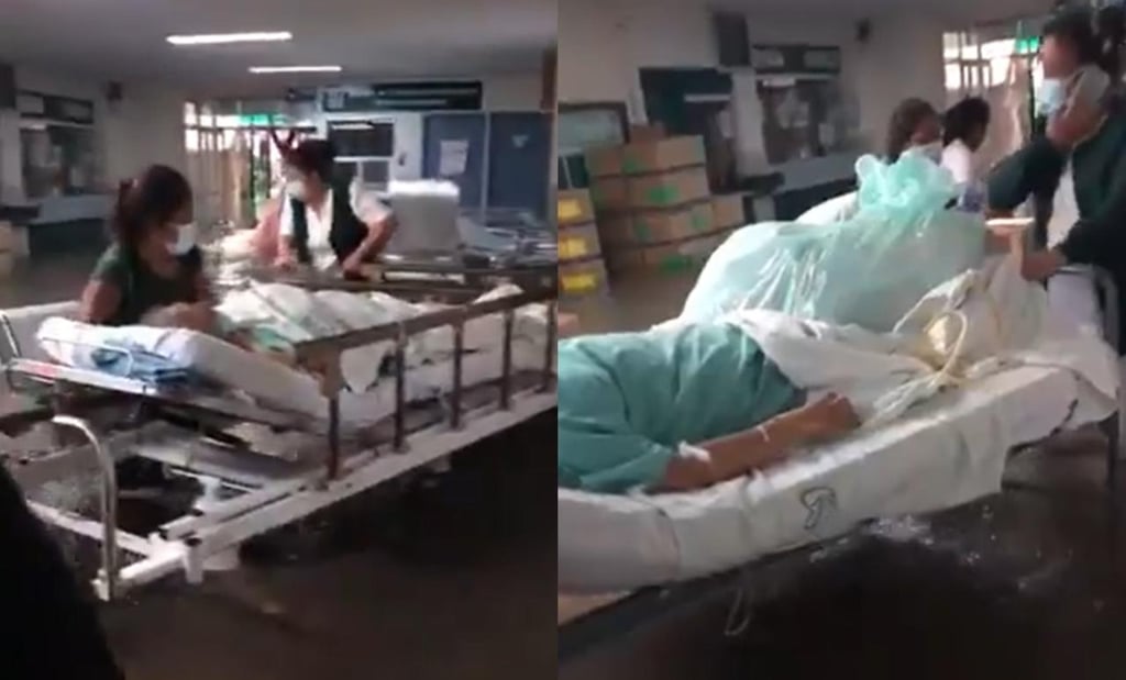 Captan a enfermeras intentando evacuar pacientes durante inundación en IMSS de Tula
