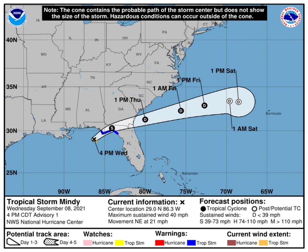Tormenta tropical 'Mindy' se forma en Golfo de México; llegará esta noche a Florida