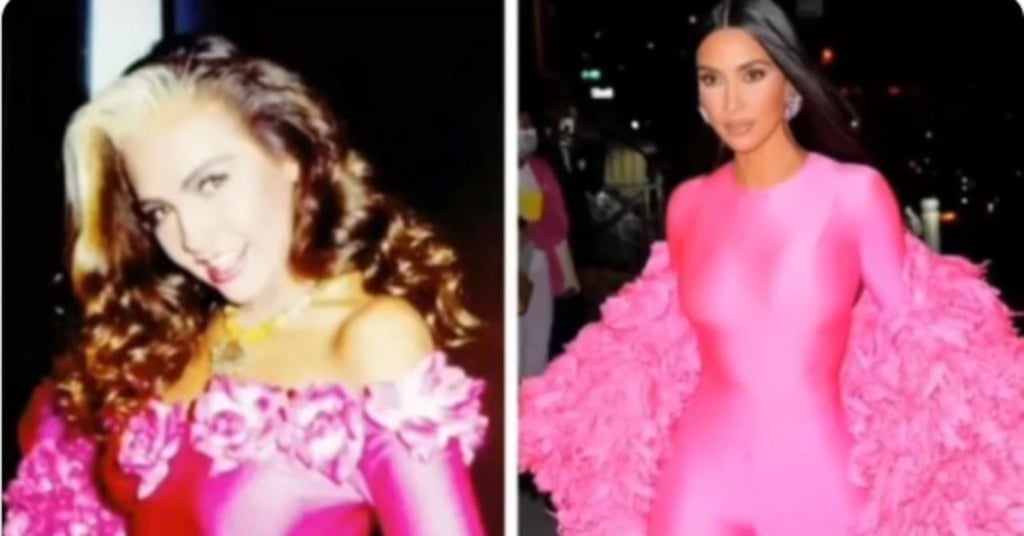 ¡Ella lo hizo primero!; Thalía compara 'look' de Kim Kardashian con uno que ella usó hace 30 años