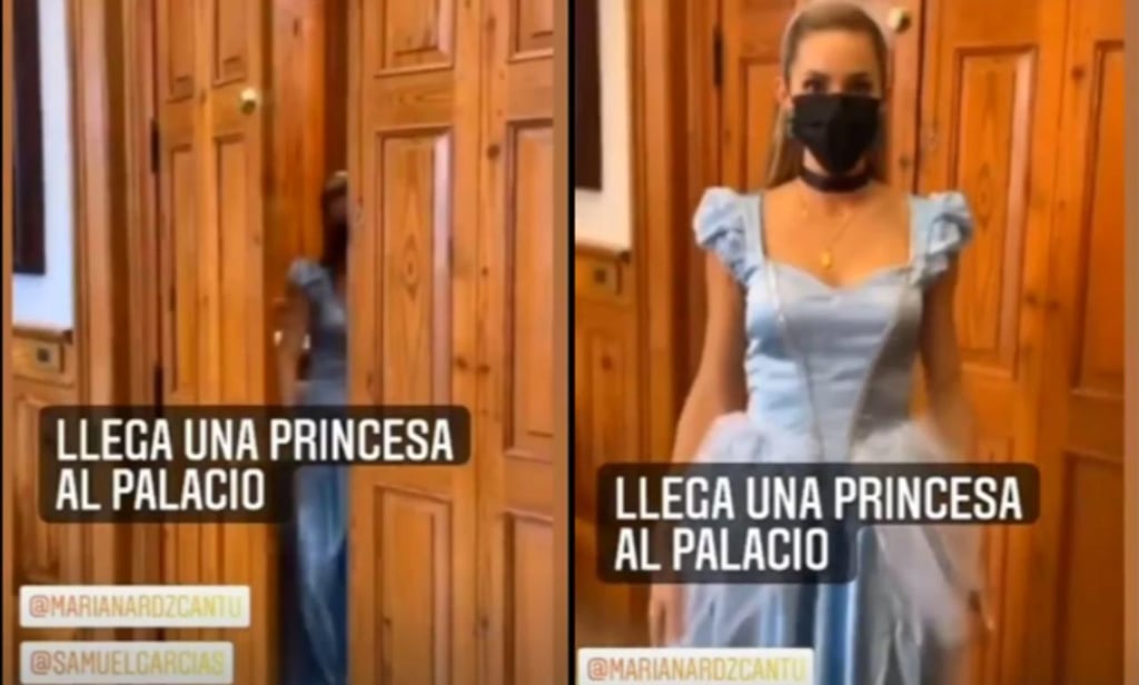 Mariana Rodríguez sorprende a Samuel García disfrazada de Cenicienta en el Palacio de Gobierno