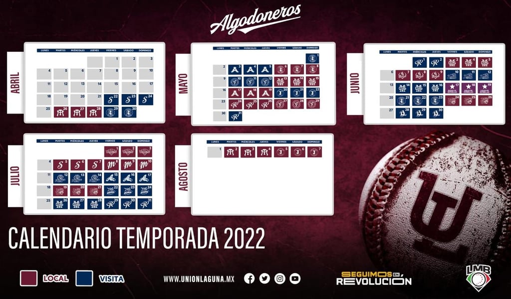 Algodoneros del Unión Laguna da a conocer su calendario 2022