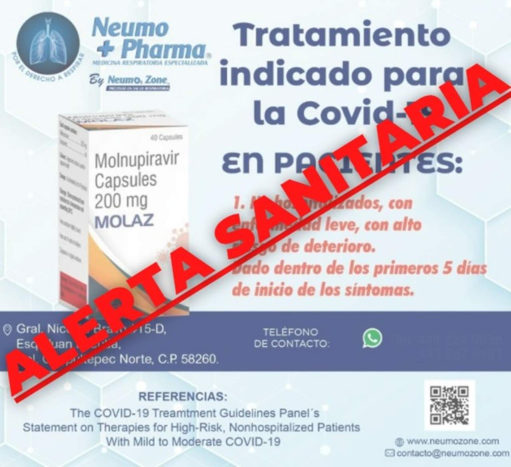 Cofepris alerta de venta ilegal de molnupiravir, medicamento contra COVID