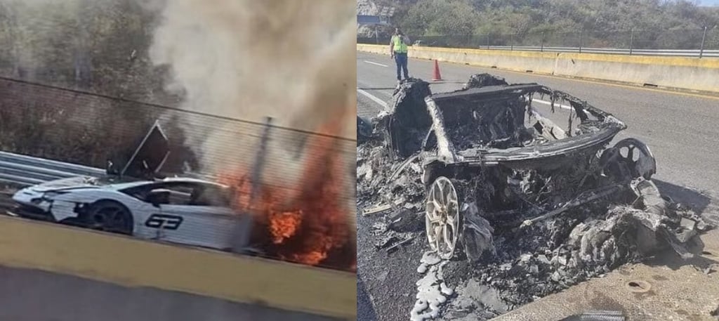 Lamborghini termina en llamas tras estrellarse en Autopista del Sol